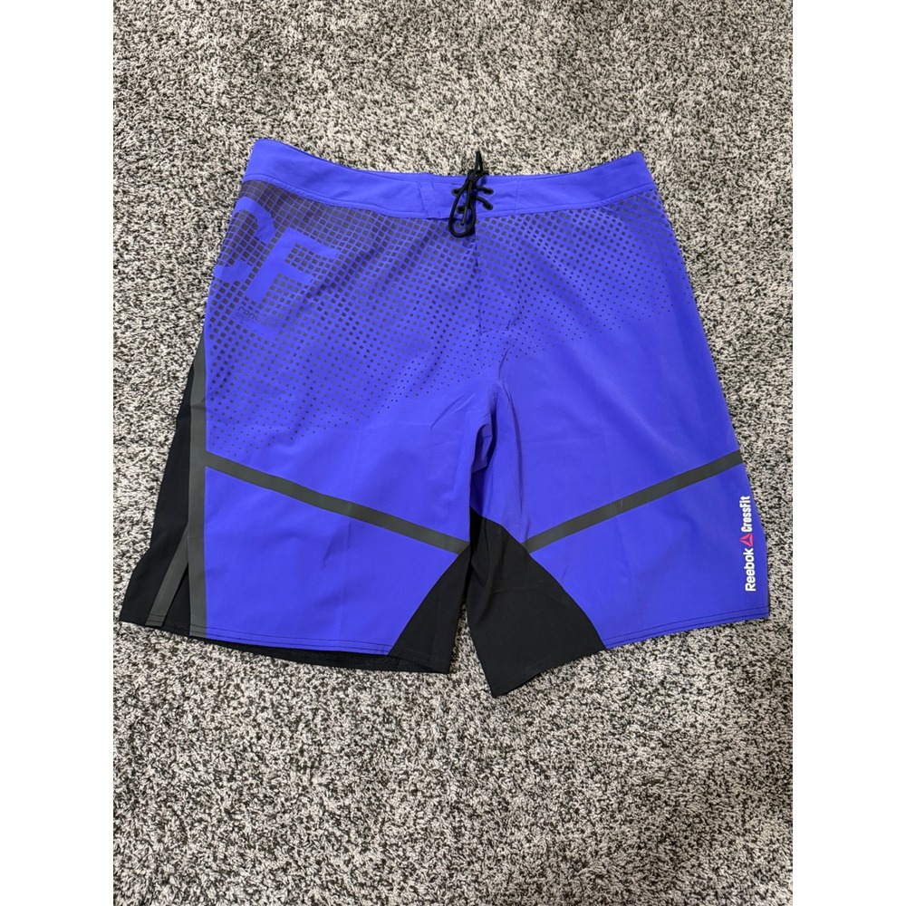 Reebok CrossFit Mens 36 Purple Black Board Shorts Training Gym Swim Athletic